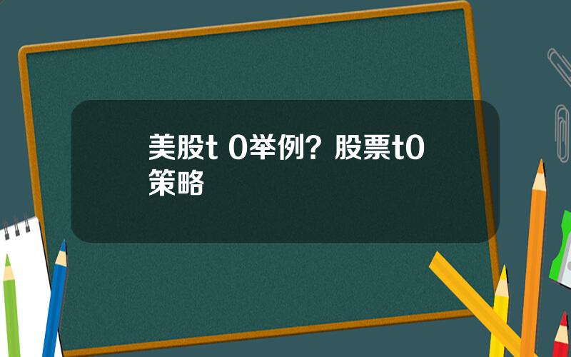 美股t 0举例？股票t0策略